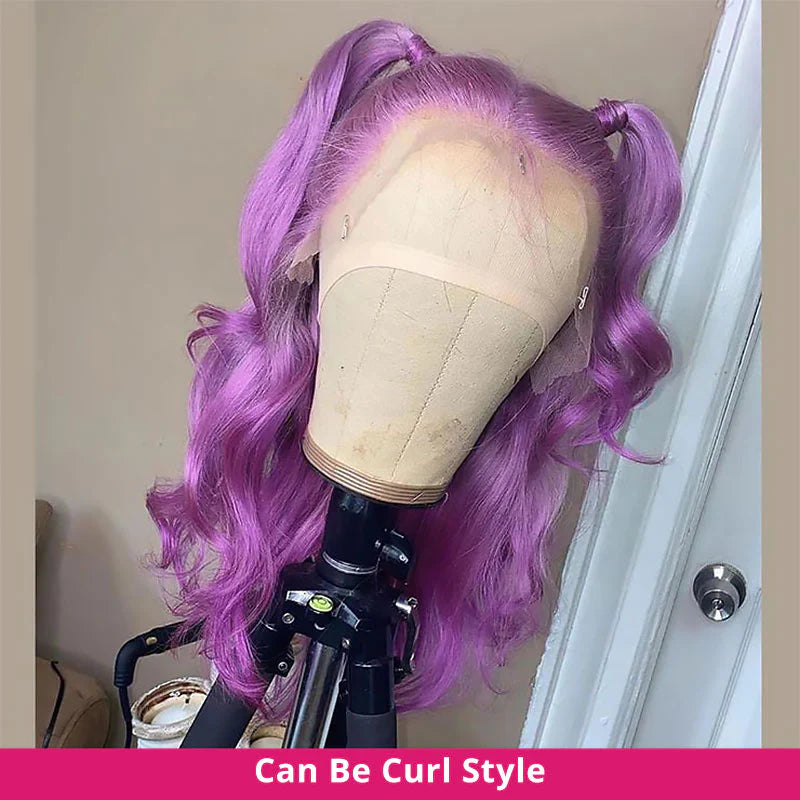 Purple Wigs Glueless Purple Lace Front Wigs Straight Human Hair Wig