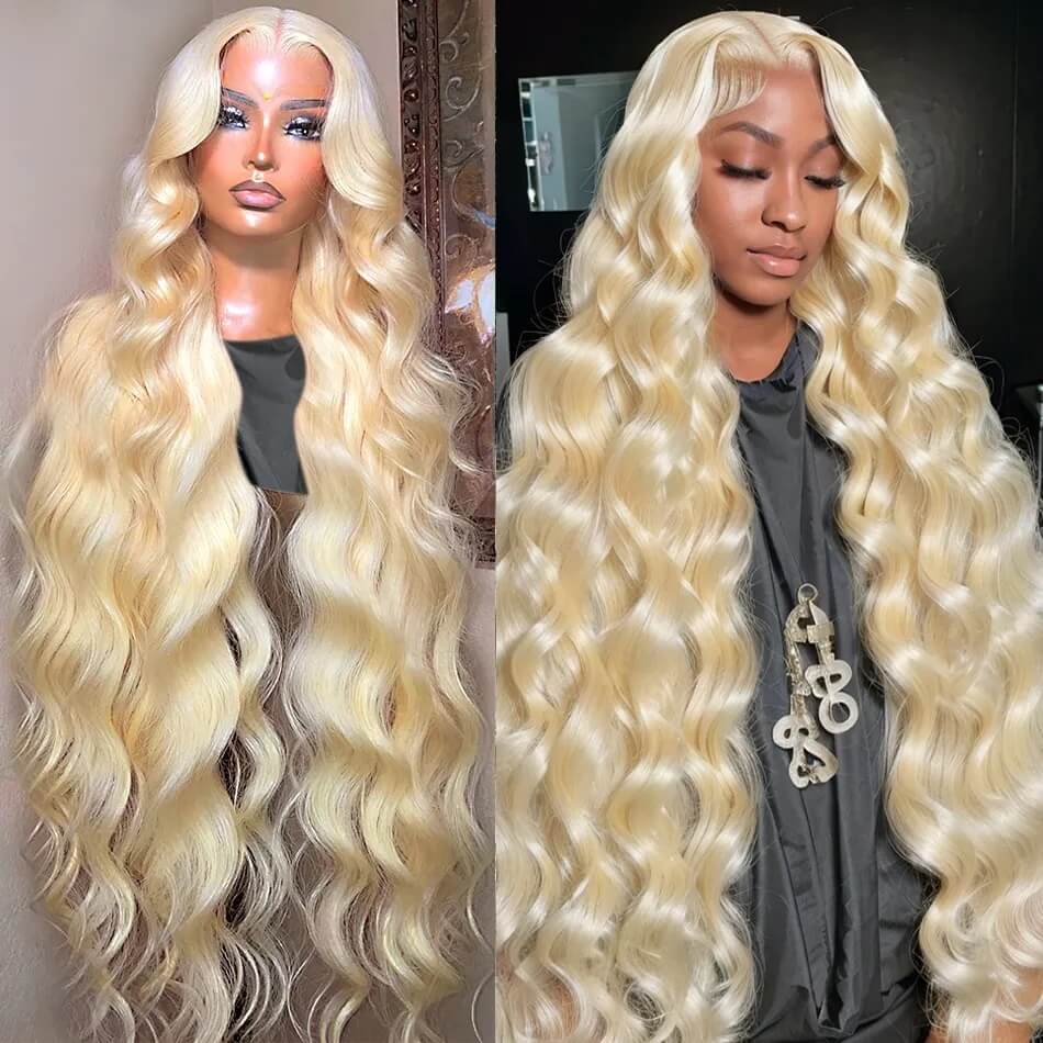 613 Blonde Lace Front Wig Body Wave 13x4 HD Transparent Lace Long Human Hair Wigs