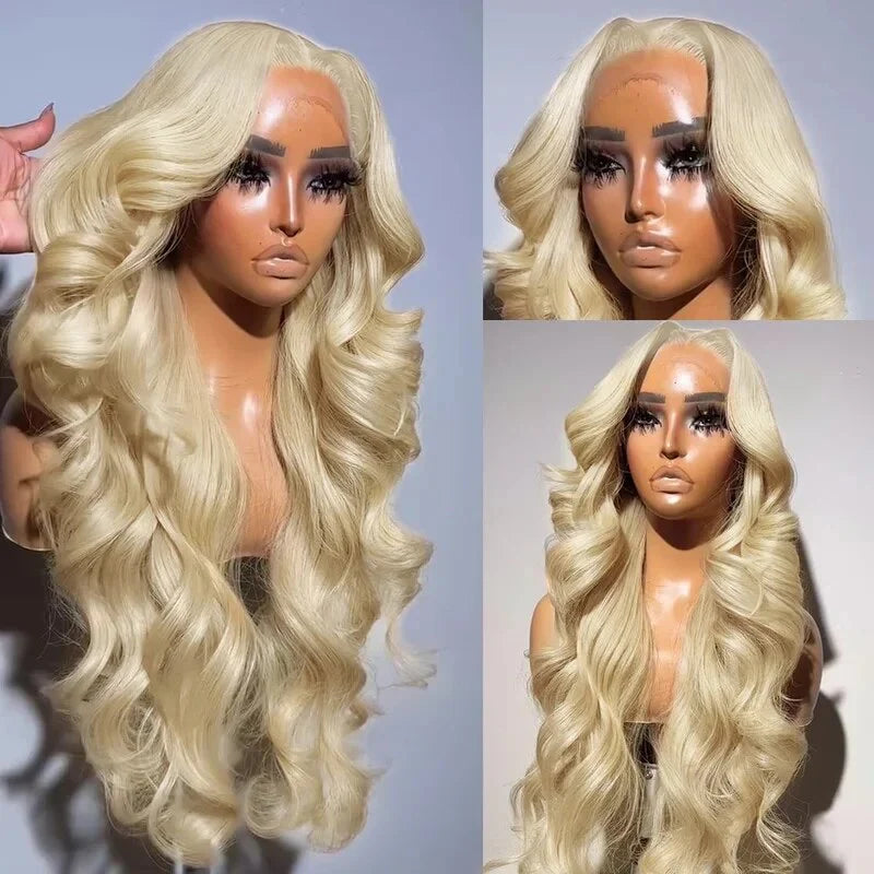 613 Blonde Lace Front Wig Body Wave 13x4 HD Transparent Lace Long Human Hair Wigs