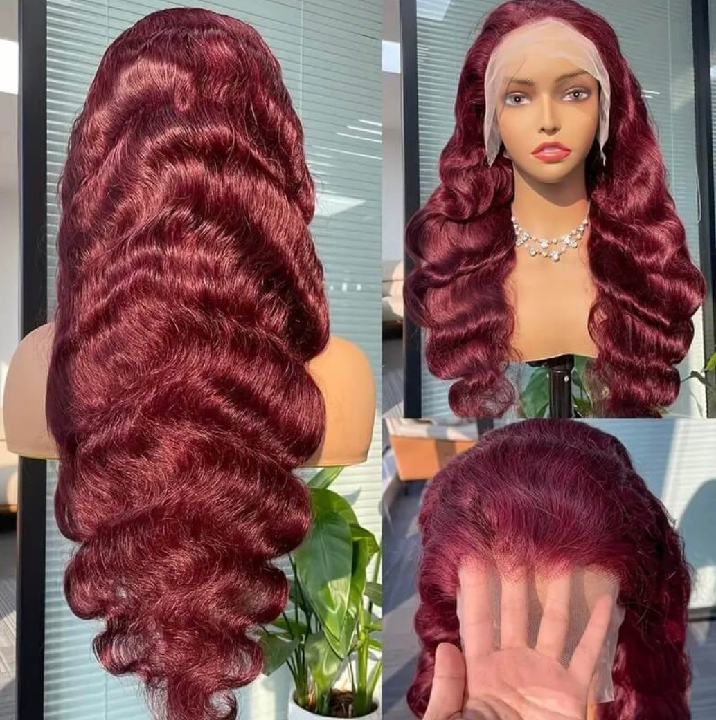 Burgundy Hair Curly Wig Glueless HD Lace Frontal Wigs 99J Color Human Hair Wigs