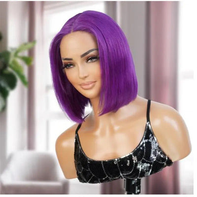 Purple Bob wig 14x4 Lace frontal wig straight Hair short purple Lace