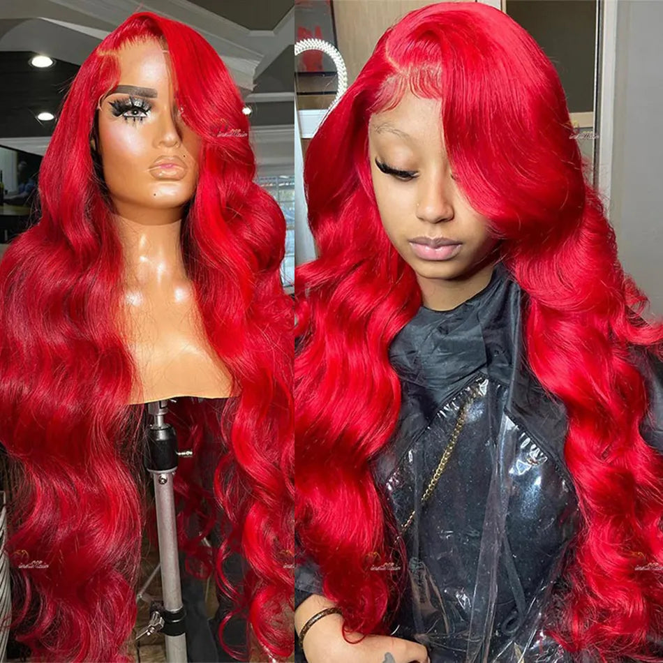 Glueless Red Lace Front Wig Body wave 13x4 HD Transparent Lace Colored Human Hair Wigs