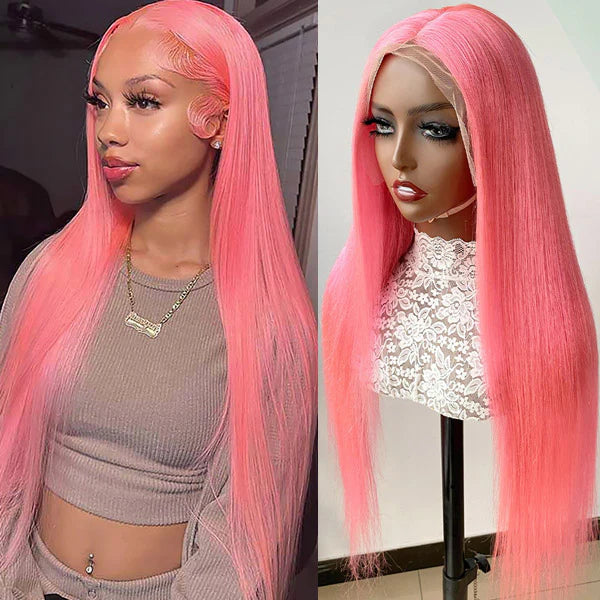 Barbie Pink Lace Straight Human Hair Wigs 13x4 HD Lace Wig