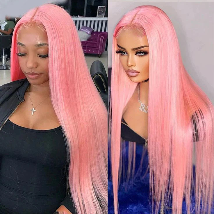 Barbie Pink Lace Straight Human Hair Wigs 13x4 HD Lace Wig