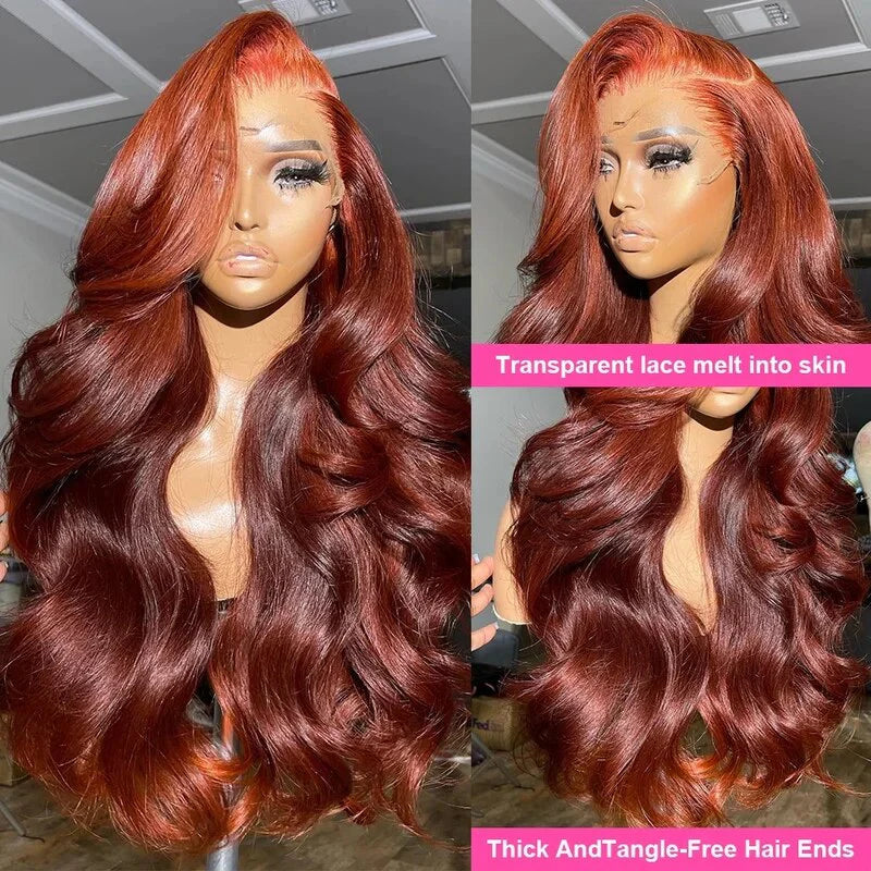 Brown Body Wave Wig HD Lace Front Wigs 180% Density Colored Human Hair Wig