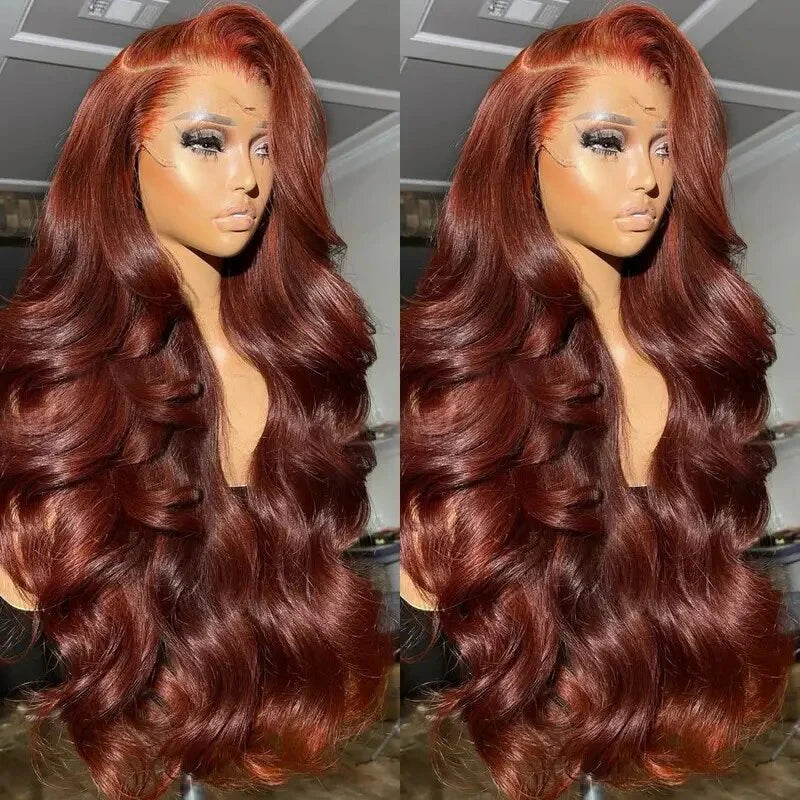 Brown Body Wave Wig HD Lace Front Wigs 180% Density Colored Human Hair Wig