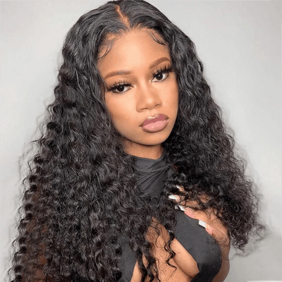 HD Curly lace closure Glueless Human hair wigs natural color