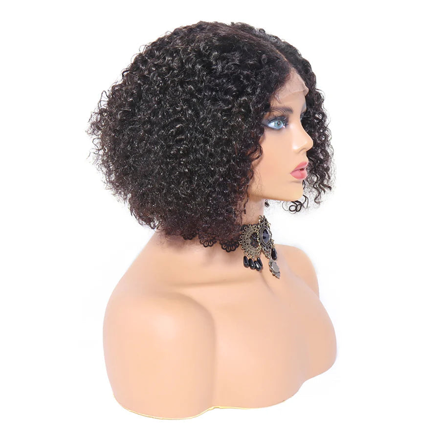 Kinky Curly Bob Wig 13x4 Front Lace 100% Human Hair Brazilian Virgin Hair