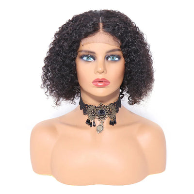 Kinky Curly Bob Wig 13x4 Front Lace 100% Human Hair Brazilian Virgin Hair