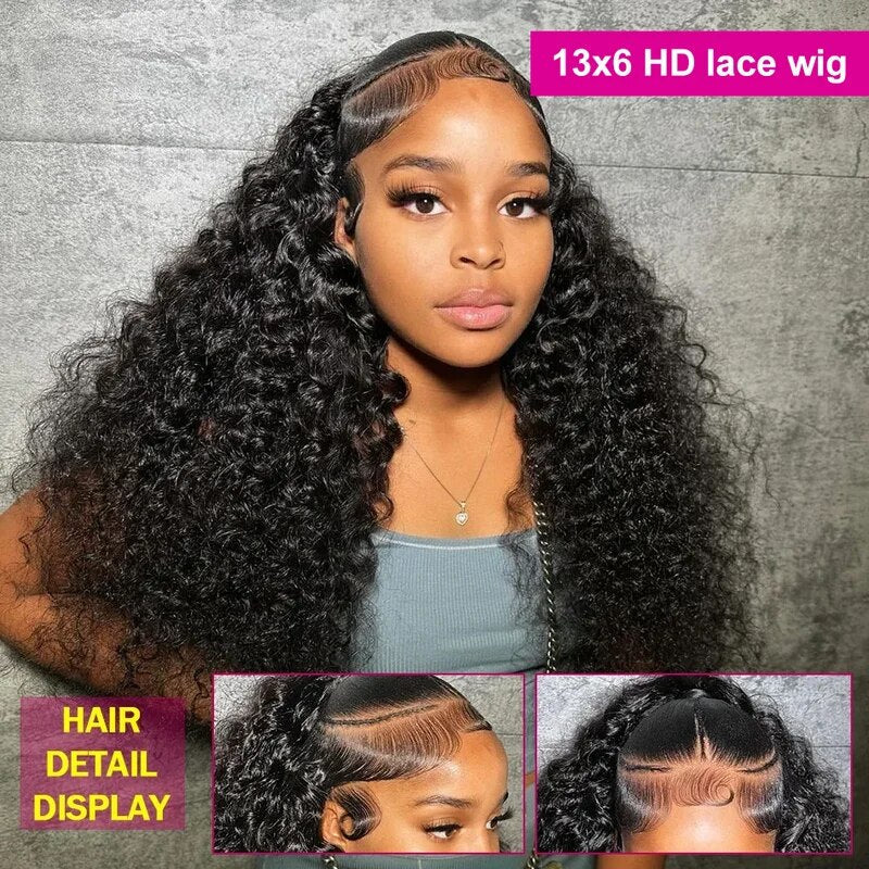 Lace Deep Wave 13x4 Lace Front Wig Pre Plucked Glueless Lace Wig Deep Curly Hair