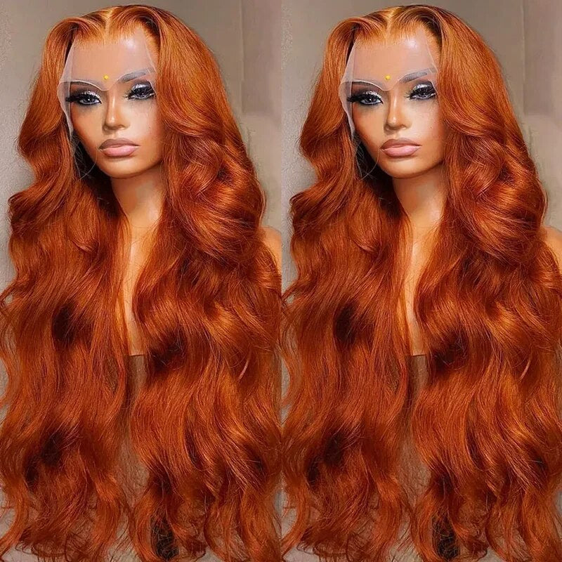 Body Wave Ginger Orange 13x4 Transparent Lace Frontal Wigs