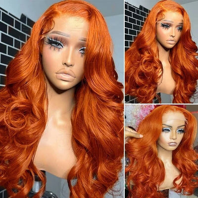 Body Wave Ginger Orange 13x4 Transparent Lace Frontal Wigs