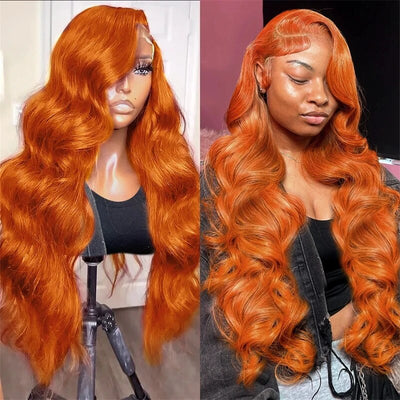 Body Wave Ginger Orange 13x4 Transparent Lace Frontal Wigs