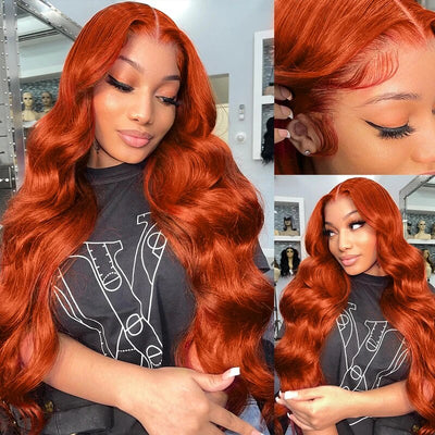 Body Wave Ginger Orange 13x4 Transparent Lace Frontal Wigs