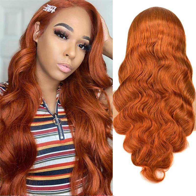 Body Wave Ginger Orange 13x4 Transparent Lace Frontal Wigs