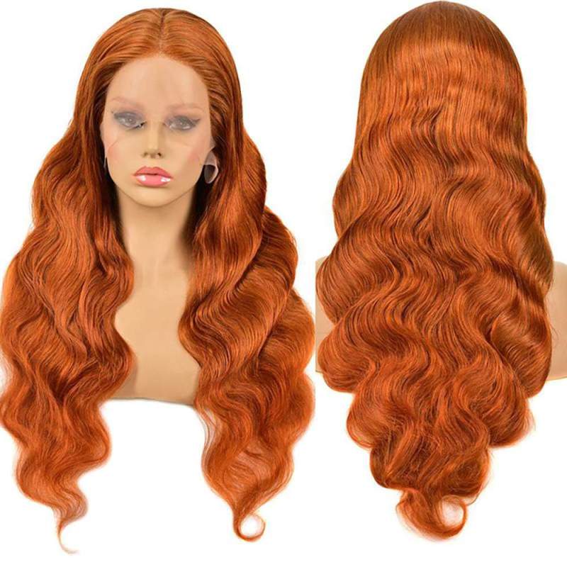 Body Wave Ginger Orange 13x4 Transparent Lace Frontal Wigs