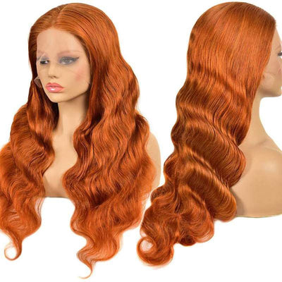 Body Wave Ginger Orange 13x4 Transparent Lace Frontal Wigs