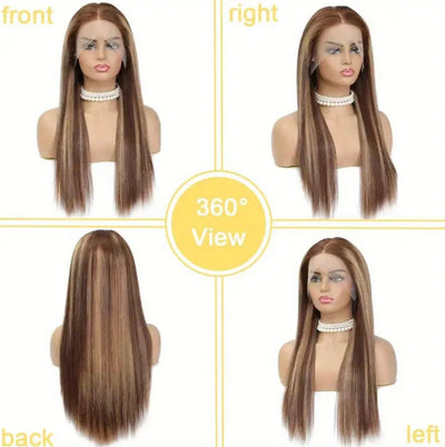 Highlights Straight Human Hair Wigs Ombre Honey Blonde Piano Color 13x4 Lace Frontal Wigs