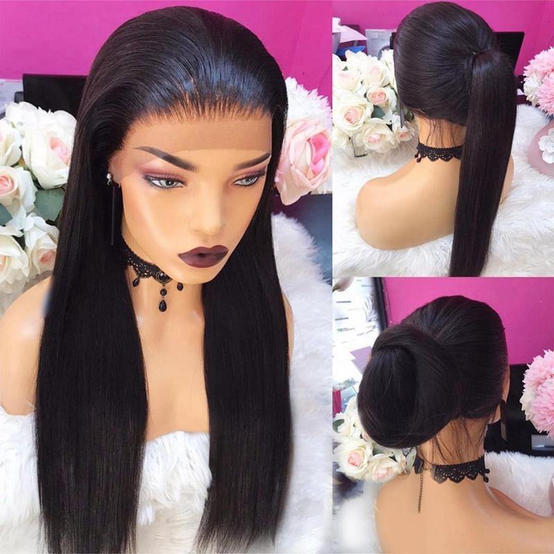 High Quality Straight Human Hair Full Hd Transparent Full Lace Frontal Wig Pre Plucked