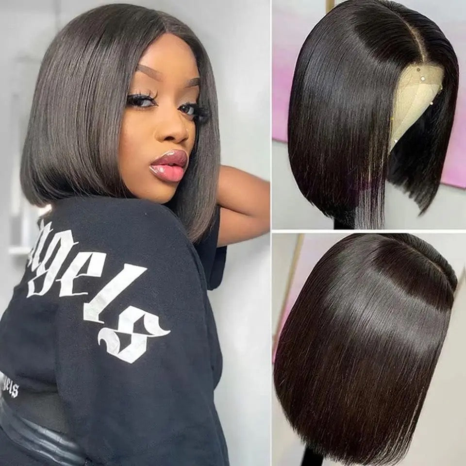 Short Straight Bob Wig Human Hair Bob Wig Pre Plucked Lace Front Human Hair