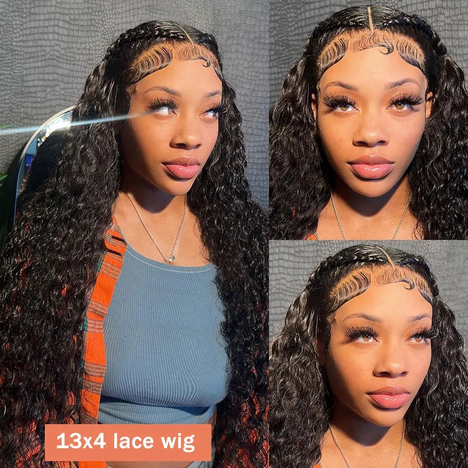 Kinky Curly Human Hair Lace Front Wig Human Hair Pre Plucked For Black Women