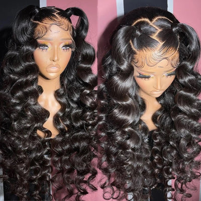 Loose Deep Wave Lace Frontal Wigs 180% Density Transparent Lace Human Hair Wig