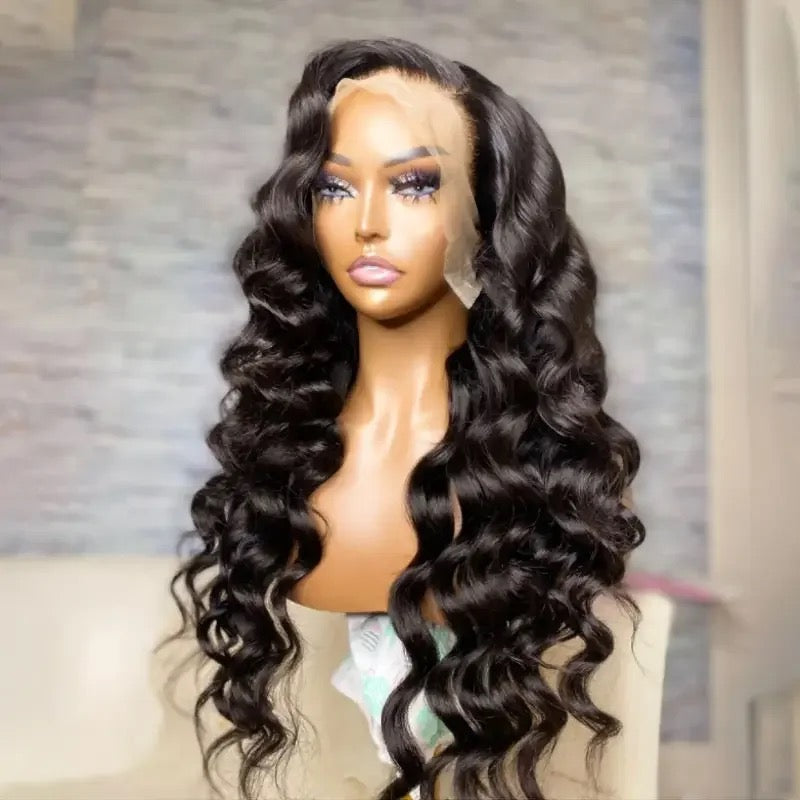 Loose Deep Wave Lace Frontal Wigs 180% Density Transparent Lace Human Hair Wig