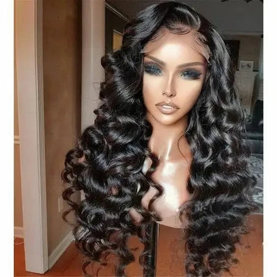 Loose Deep Wave Lace Frontal Wigs 180% Density Transparent Lace Human Hair Wig