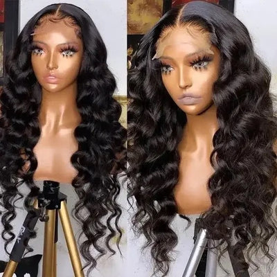 Loose Deep Wave Lace Frontal Wigs 180% Density Transparent Lace Human Hair Wig