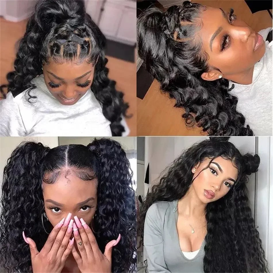 Loose Deep Wave Lace Frontal Wigs 180% Density Transparent Lace Human Hair Wig