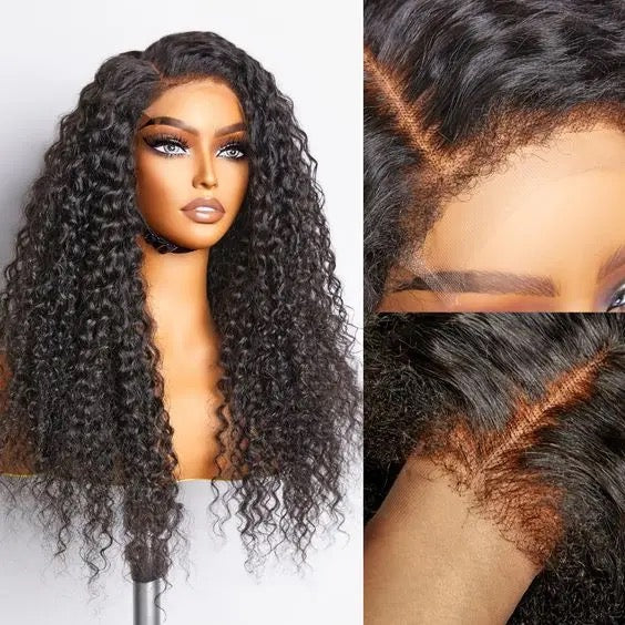 Kinky Curly Human Hair 4x4 Lace Closure Wig/ 13x4 Lace Front Wig