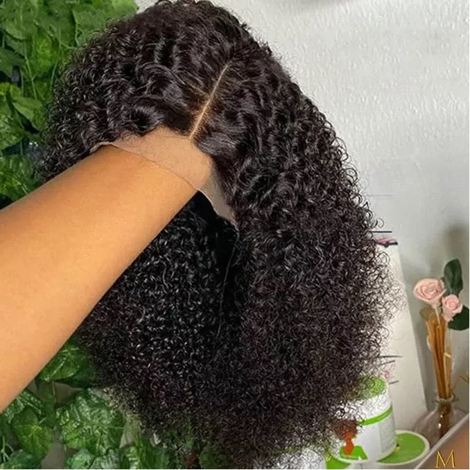 Kinky Curly Bob Wig 13x4 Front Lace 100% Human Hair Brazilian Virgin Hair