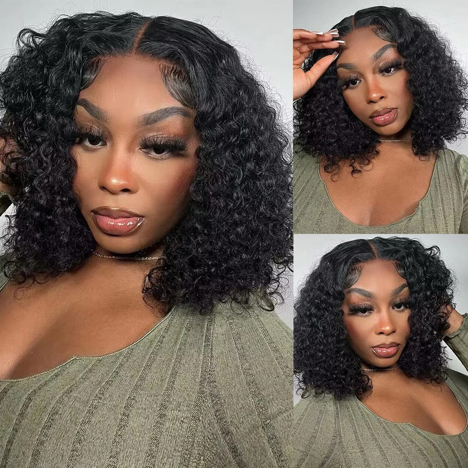 13x4 Short Lace Front Wig Deep Wave Bob Wigs Human Hair Pre Plucked Bob Wig Styles