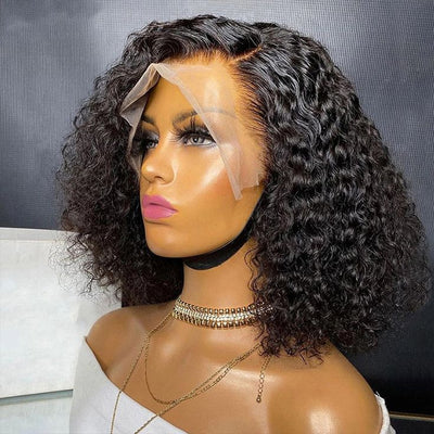 13x4 Short Lace Front Wig Deep Wave Bob Wigs Human Hair Pre Plucked Bob Wig Styles