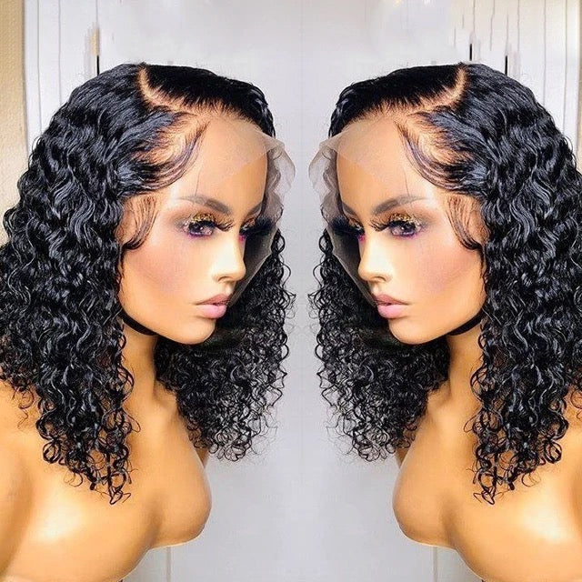 13x4 Short Lace Front Wig Deep Wave Bob Wigs Human Hair Pre Plucked Bob Wig Styles