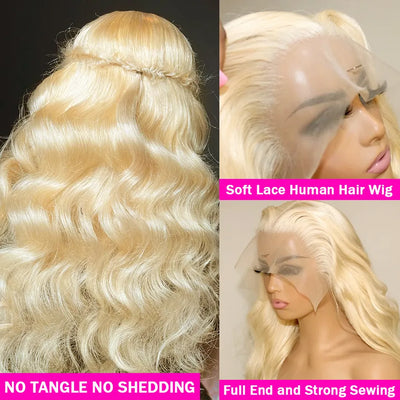 613 Blonde Lace Front Wig Body Wave 13x4 HD Transparent Lace Long Human Hair Wigs