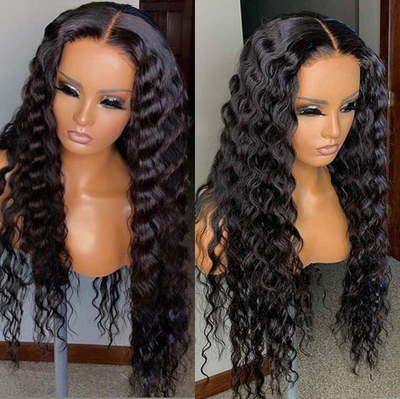 High Quality Pre Plucked HD Lace Transparent Deep Wave Lace Front Wig Thick Ends