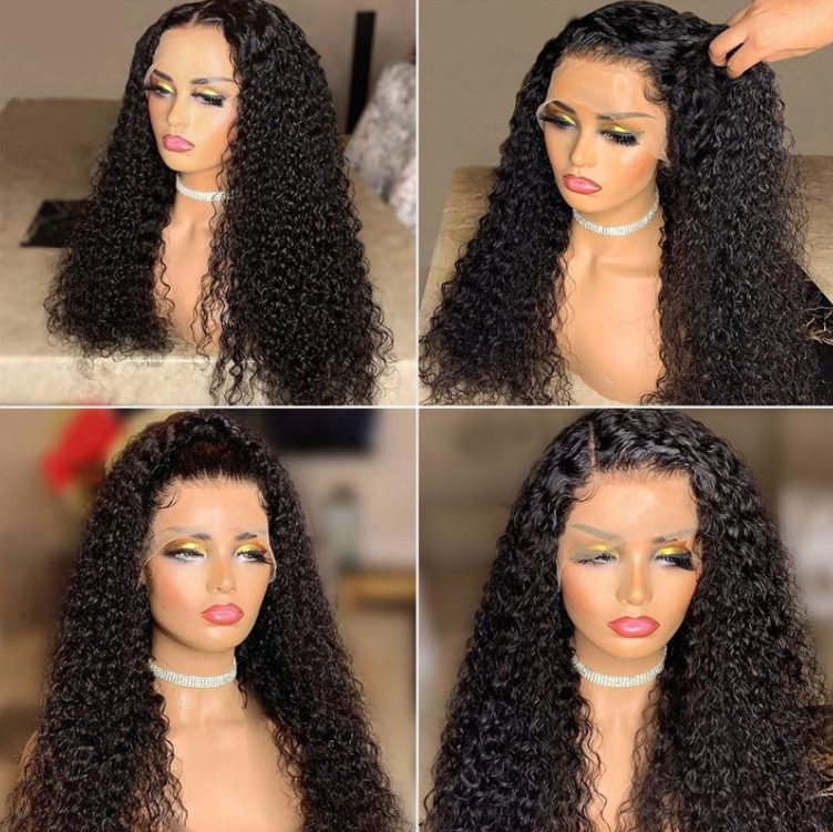 Kinky Curly Human Hair 4x4 Lace Closure Wig/ 13x4 Lace Front Wig