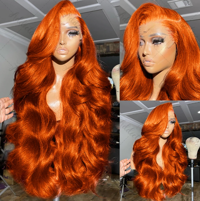 Body Wave Ginger Orange 13x4 Transparent Lace Frontal Wigs