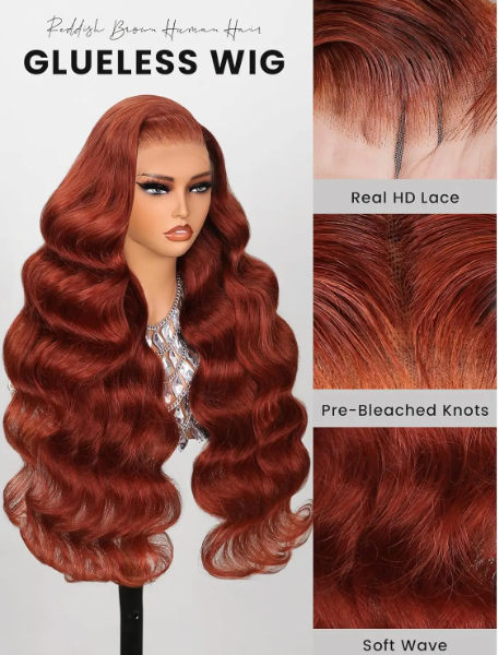 Brown Body Wave Wig HD Lace Front Wigs 180% Density Colored Human Hair Wig