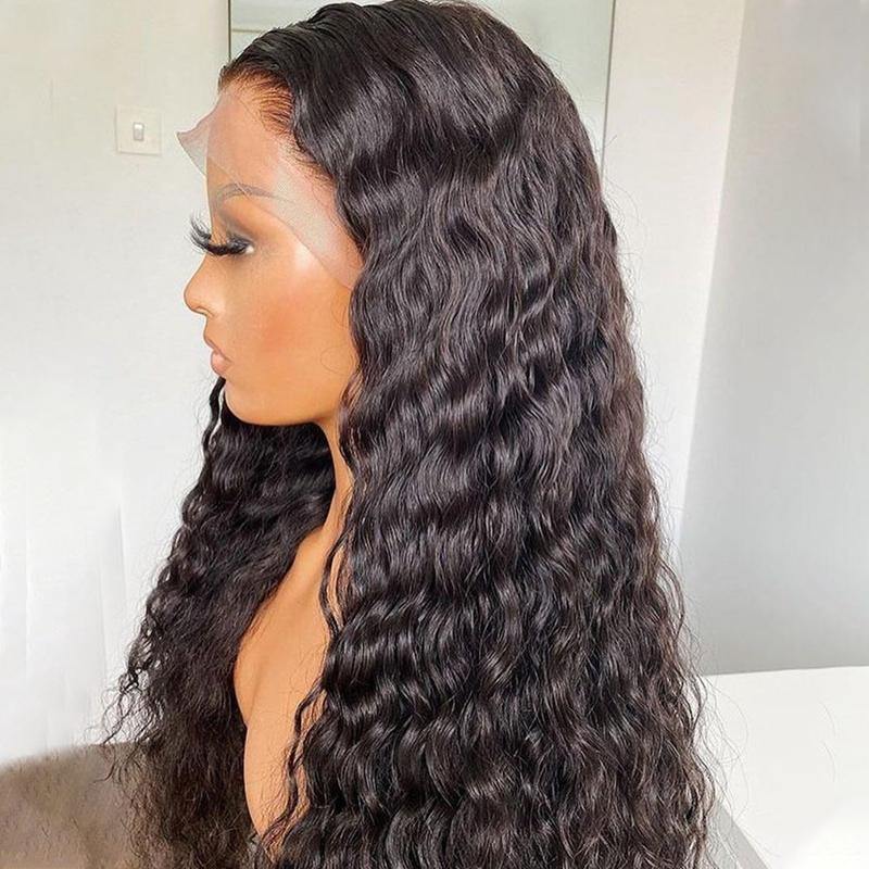 Human Hair HD Lace Front Wig Deep Curly Wave Frontal Wig Pre Plucked